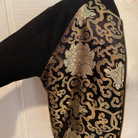 Pink Stitch Brocade Baroque Bomber Jacket - Picture 4 of 5